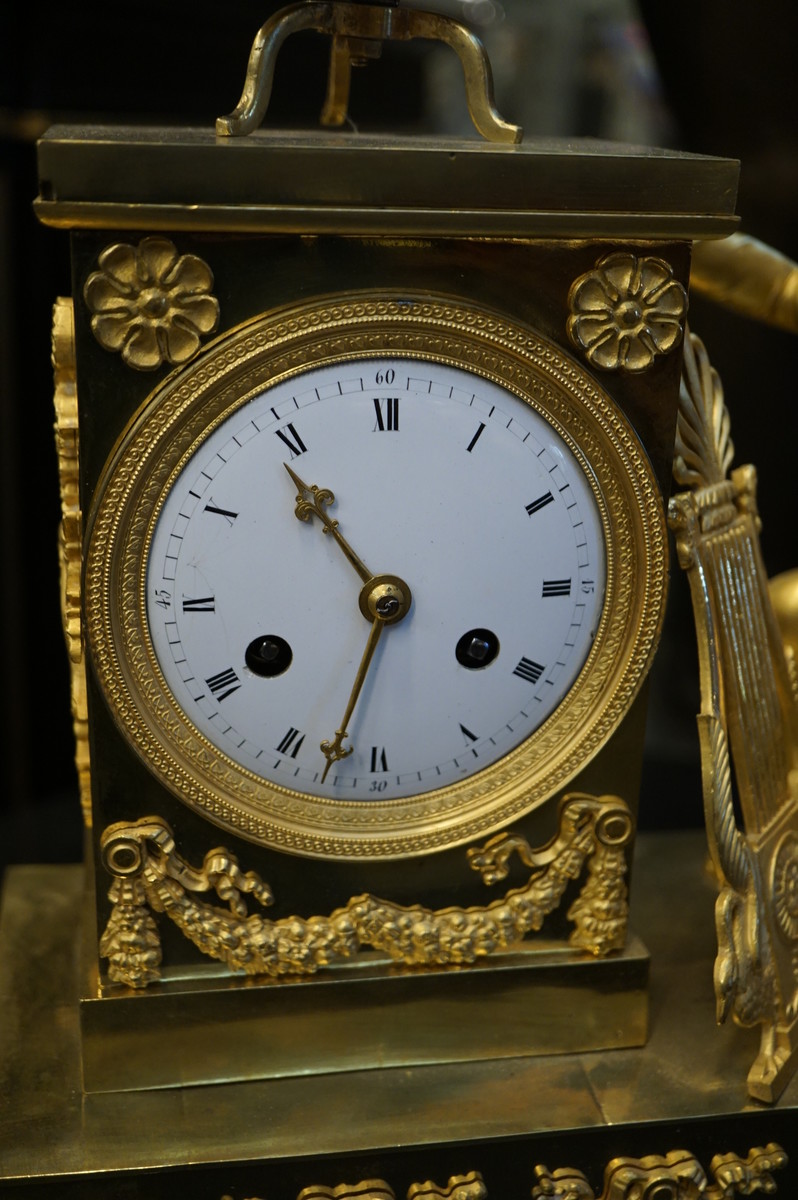 Bronze gilded Empire clock