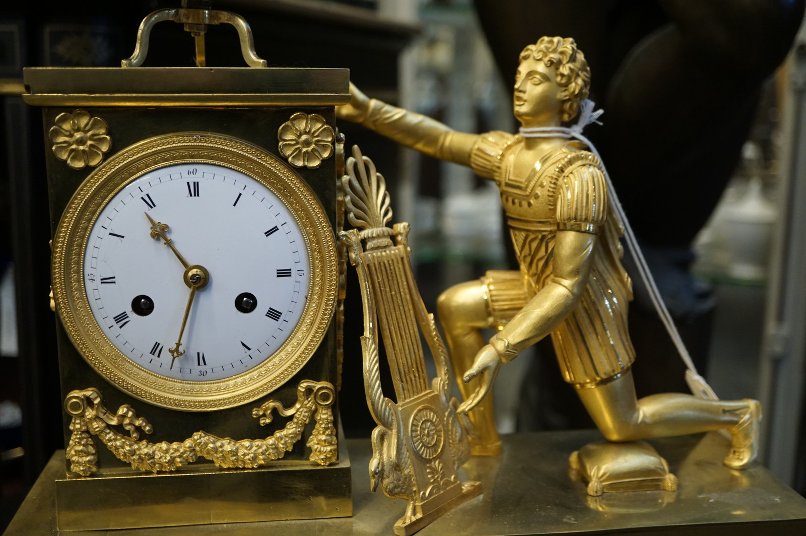 Bronze gilded Empire clock