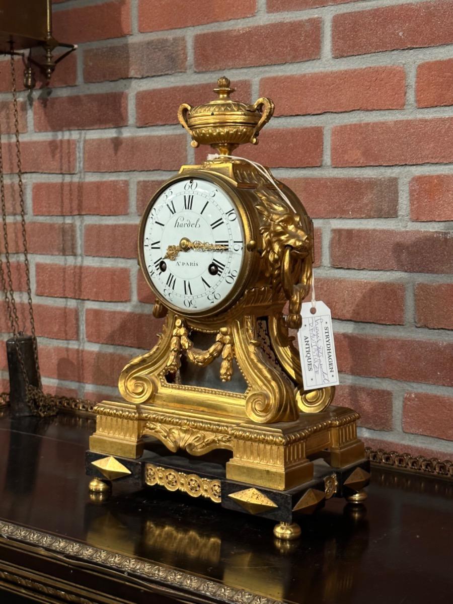 Bronze Gilded Louis XVI Pendule by Hardel, 29x17x45h cm