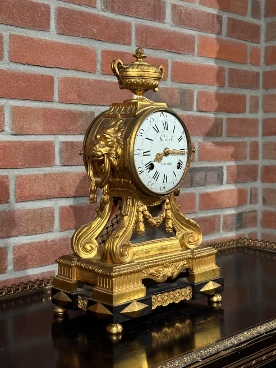 Bronze Gilded Louis XVI Pendule by Hardel, 29x17x45h cm
