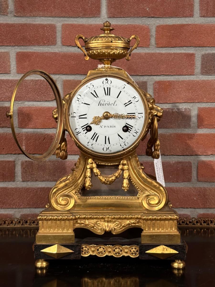 Bronze Gilded Louis XVI Pendule by Hardel, 29x17x45h cm