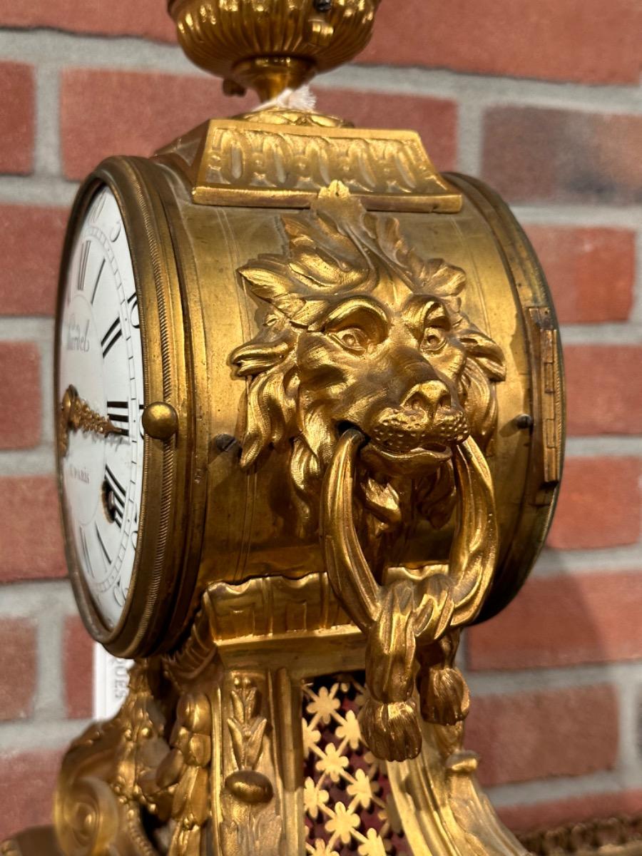Bronze Gilded Louis XVI Pendule by Hardel, 29x17x45h cm