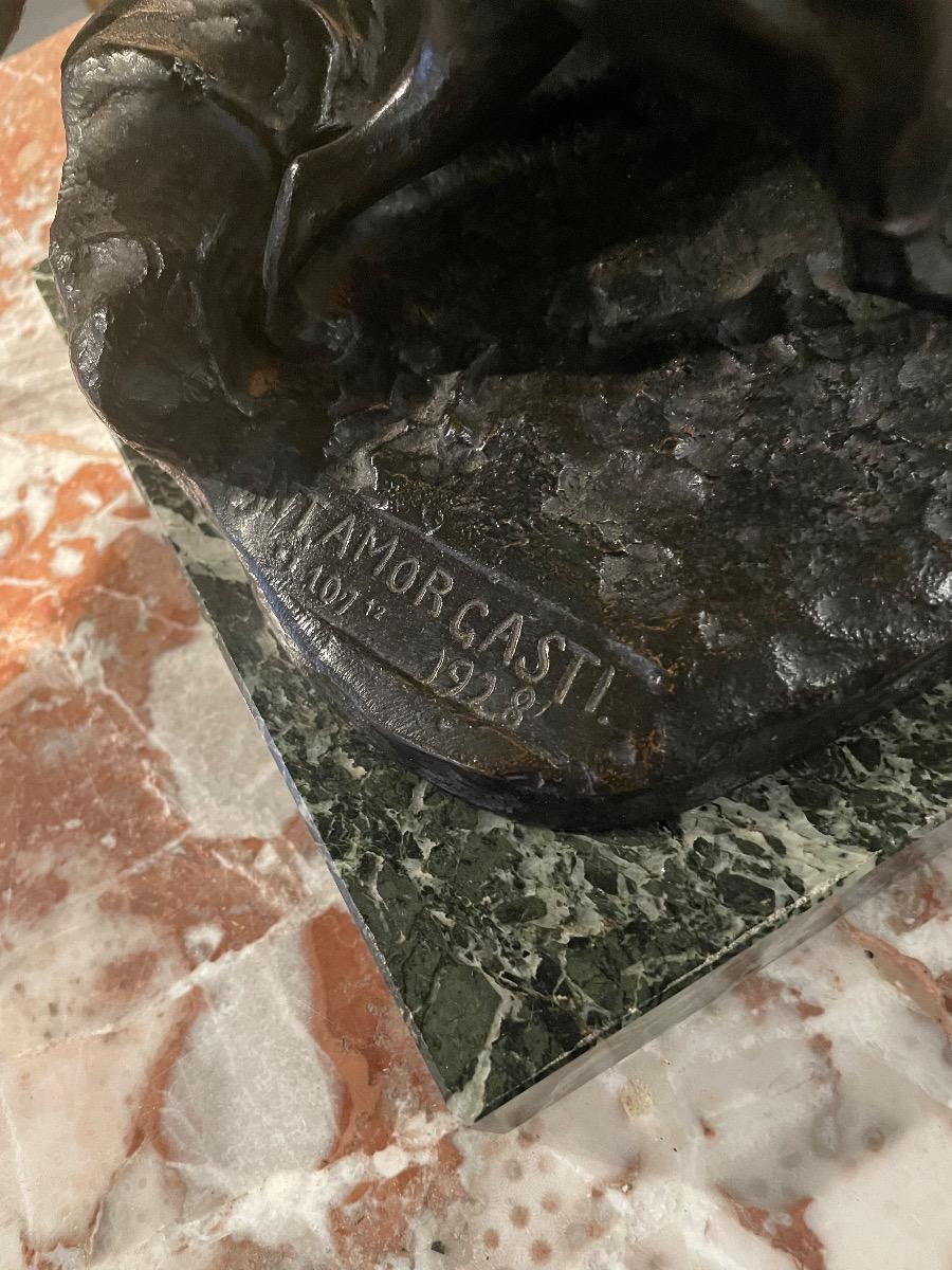 Bronze hunter on dromedary signed by Antonio Amorgasti, dated 1928