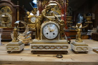 Bronze marble clockset  19th Century