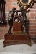 Bronze marble Empire clock Amor and Psyche Early 19th Century