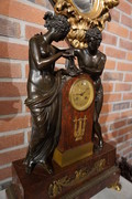 Bronze marble Empire clock Amor and Psyche Early 19th Century