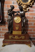 Bronze marble Empire clock Amor and Psyche Early 19th Century