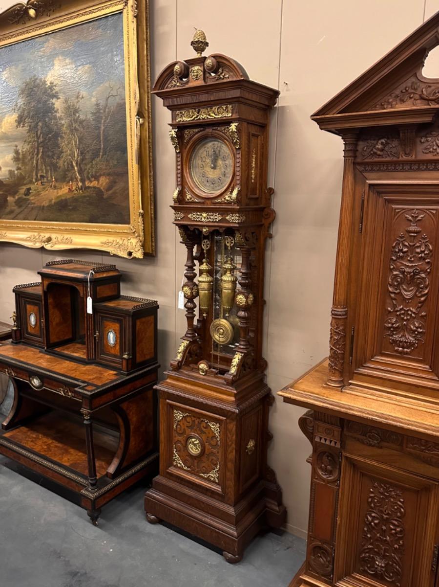 Bronze Mounted Oak Lorenz Furtwängler & Söhne Grandfather clock, 73x37x237h cm