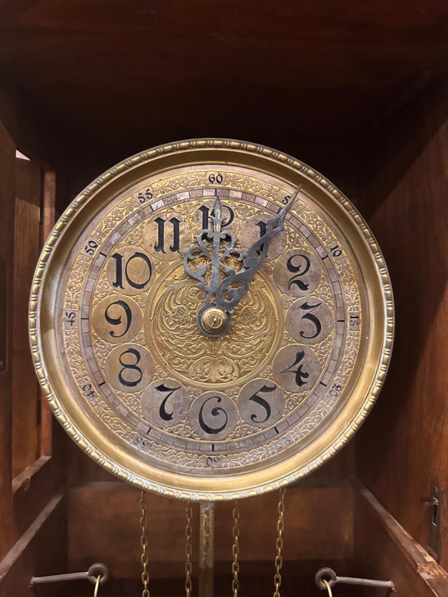 Bronze Mounted Oak Lorenz Furtwängler & Söhne Grandfather clock, 73x37x237h cm
