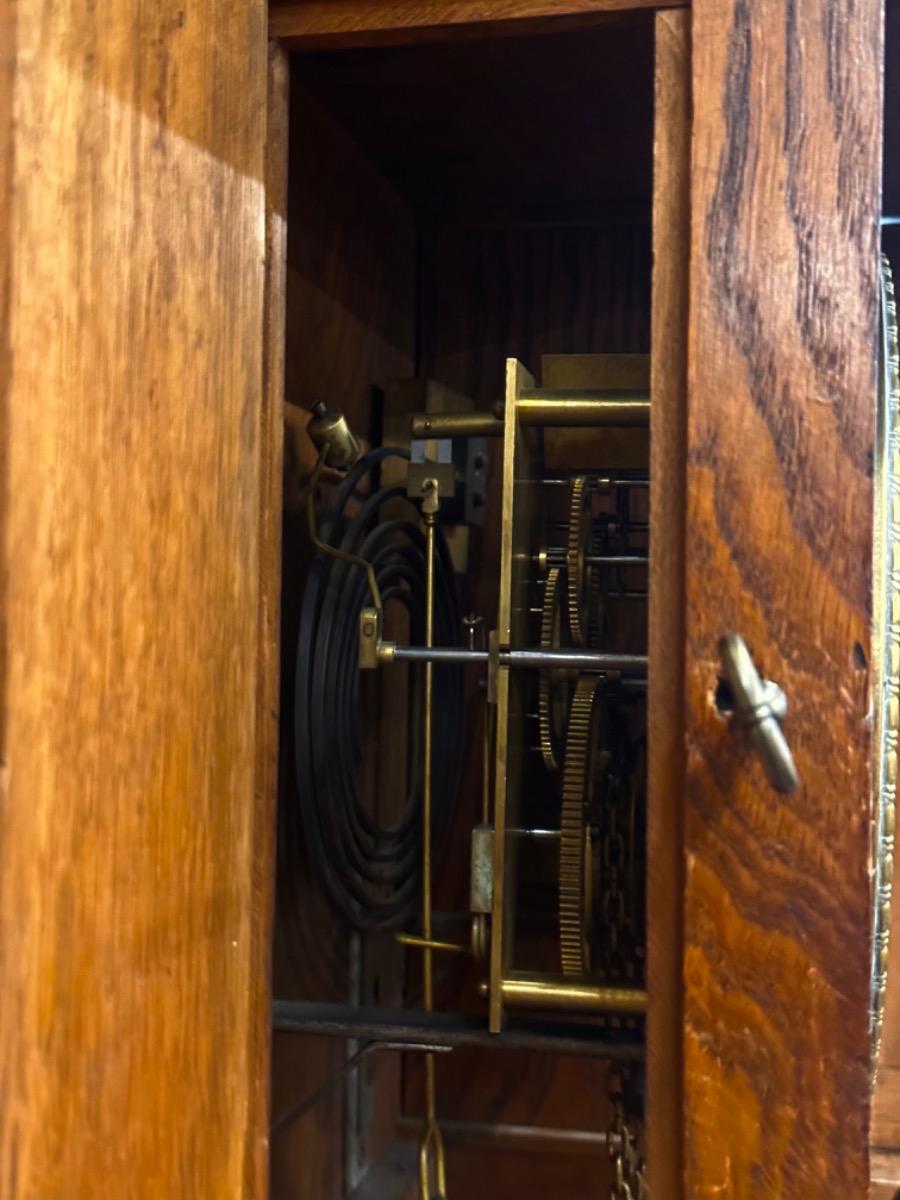 Bronze Mounted Oak Lorenz Furtwängler & Söhne Grandfather clock, 73x37x237h cm