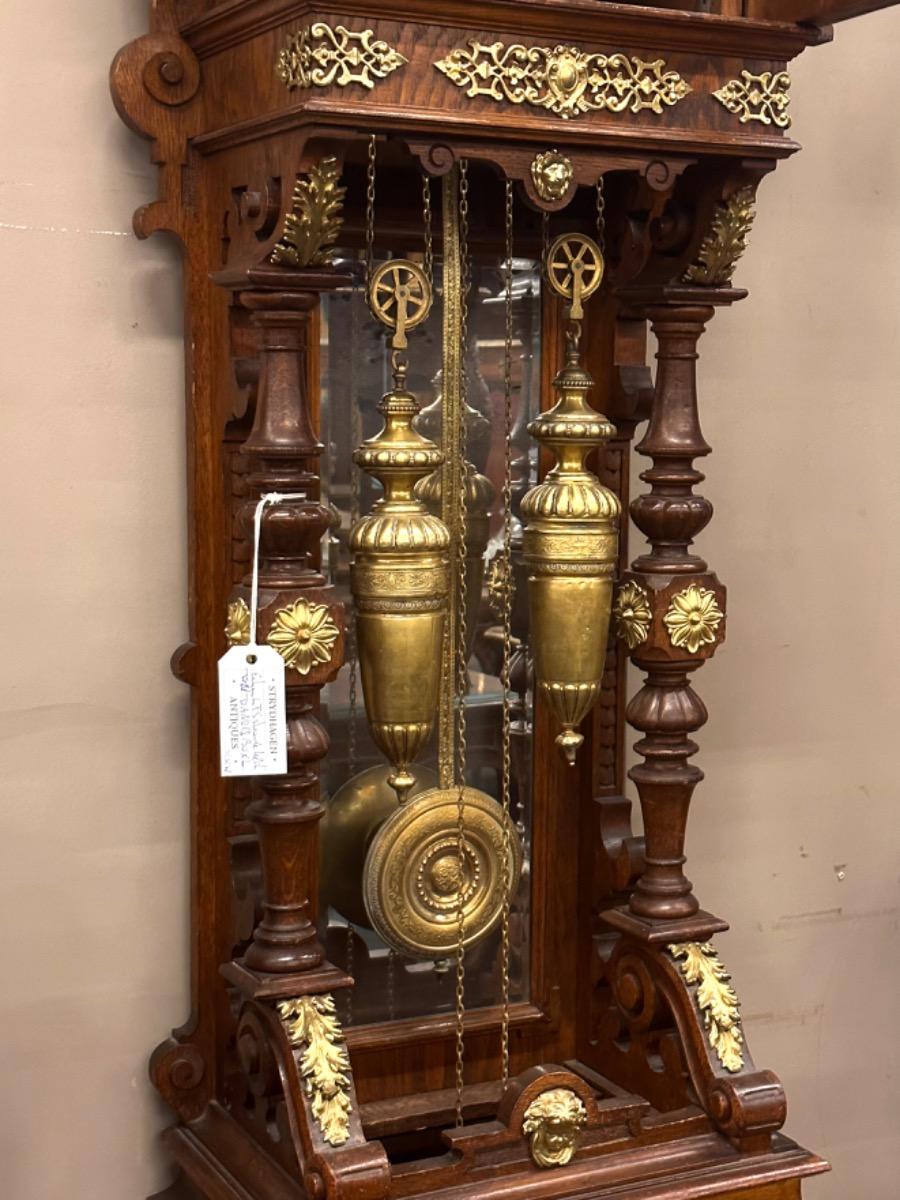 Bronze Mounted Oak Lorenz Furtwängler & Söhne Grandfather clock, 73x37x237h cm