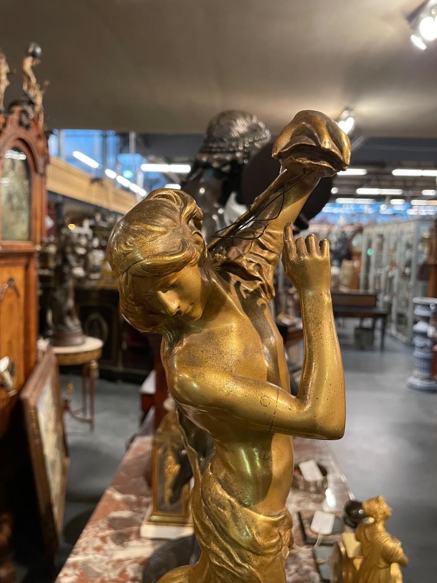 Bronze sculpture “Cerberus” by H. Peinte, 54H cm 