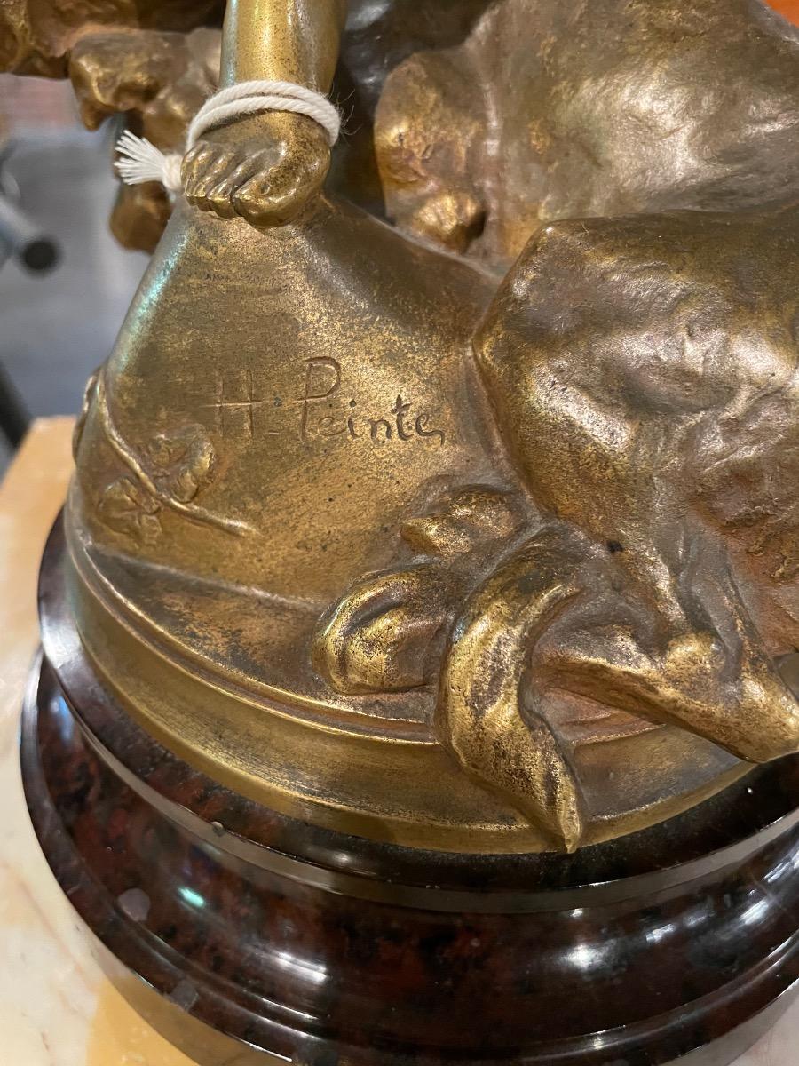 Bronze sculpture “Cerberus” by H. Peinte, 54H cm 