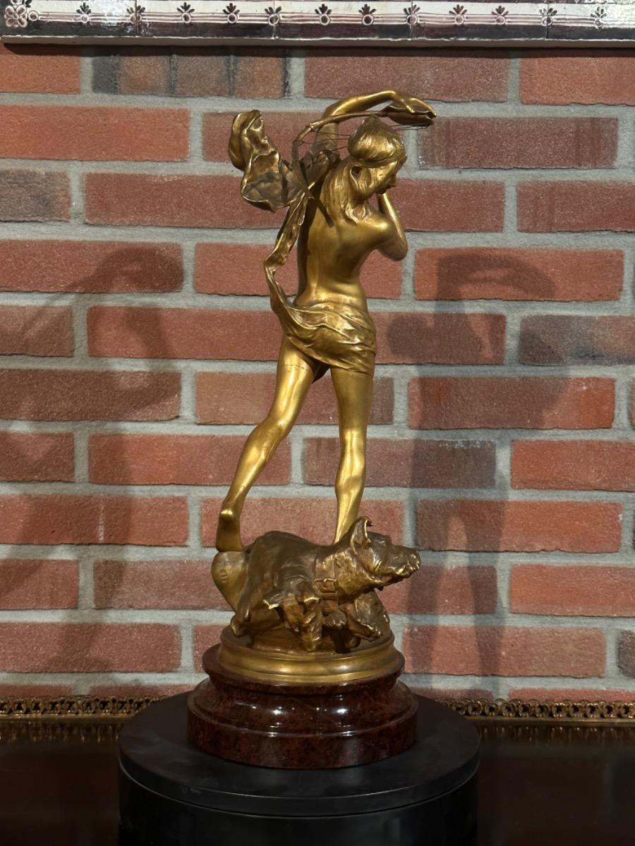 Bronze Sculpture “Cerberus” By H. Peinte, 54h cm