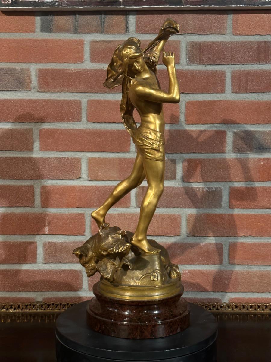 Bronze Sculpture “Cerberus” By H. Peinte, 54h cm