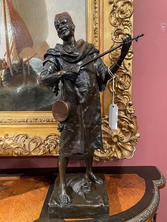 Bronze sculpture of a Tunisian musician by E. Picault