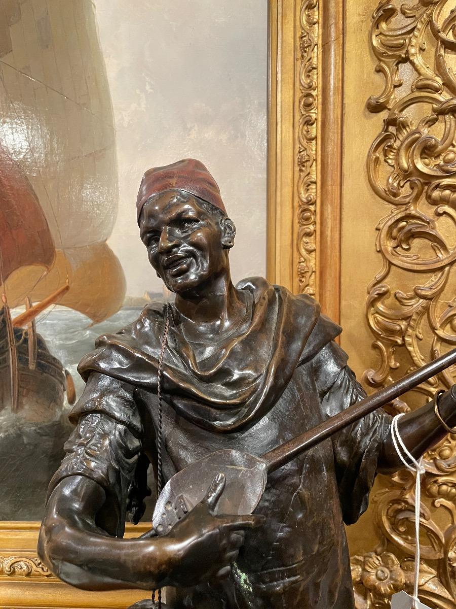 Bronze sculpture of a Tunisian musician by E. Picault