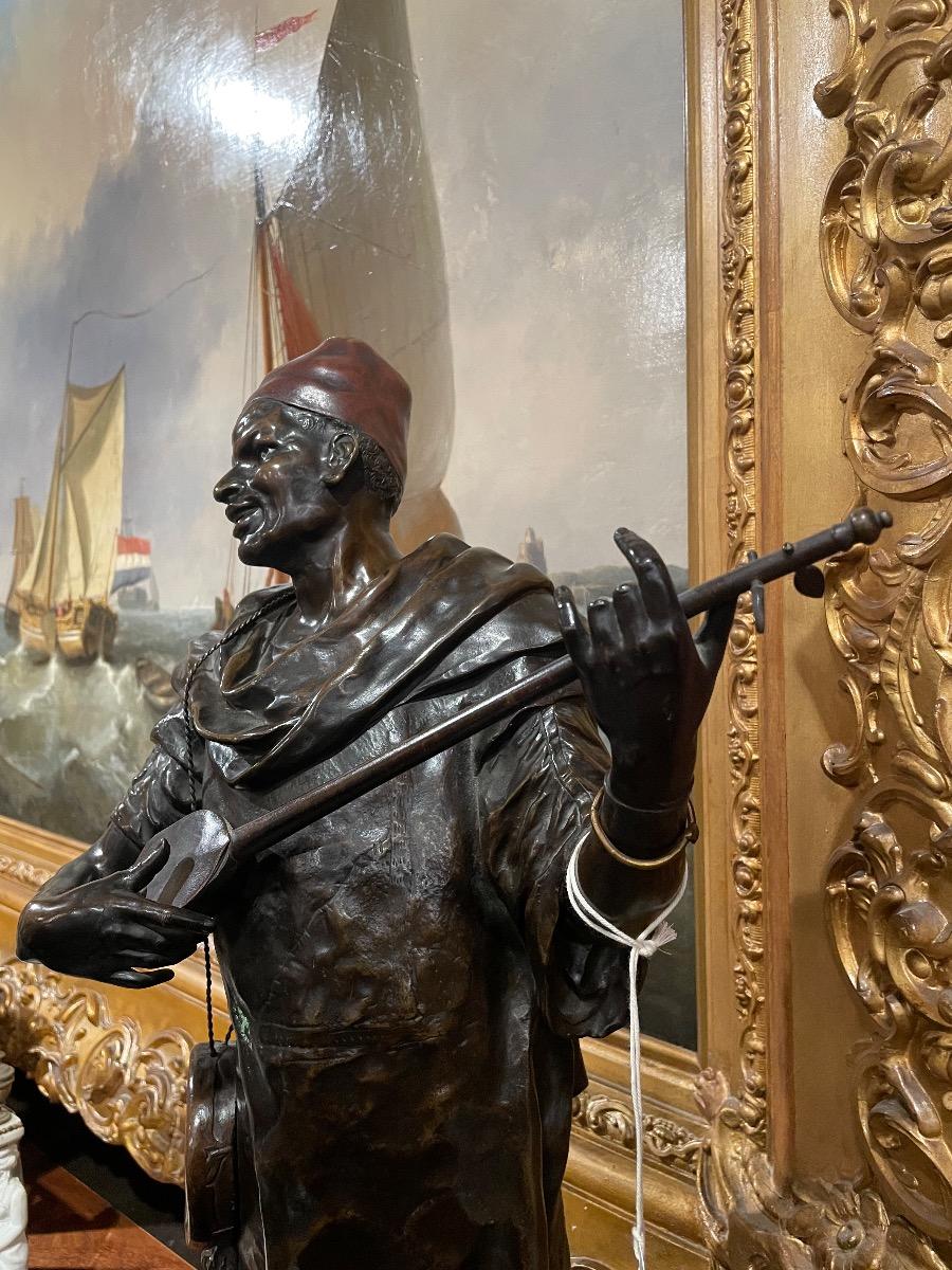 Bronze sculpture of a Tunisian musician by E. Picault
