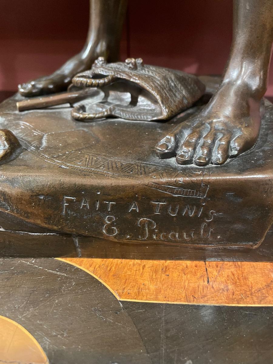 Bronze sculpture of a Tunisian musician by E. Picault