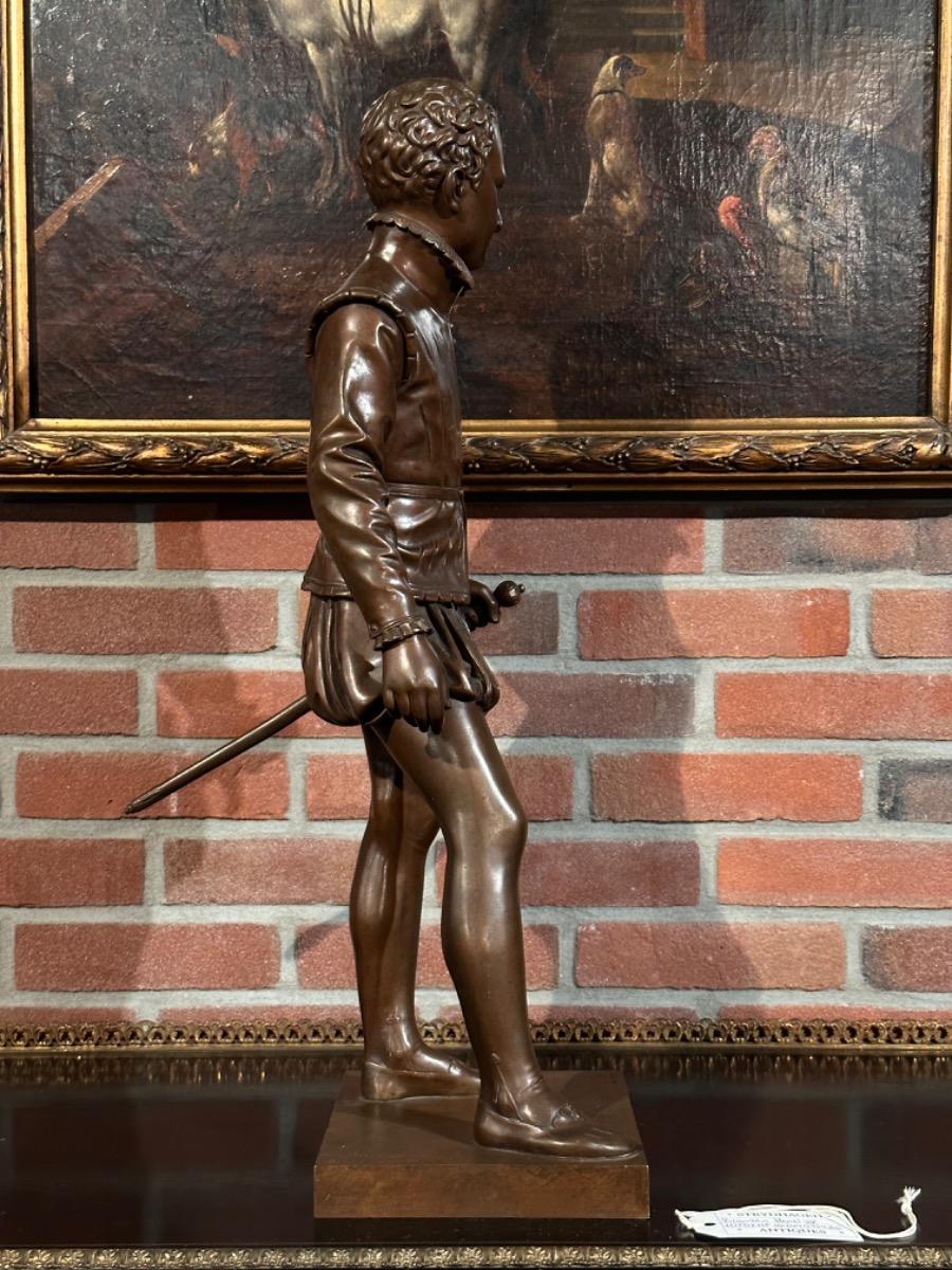 Bronze Sculpture of Young Henri IV of France Signed by Baron Bosio, 21x32x68h cm