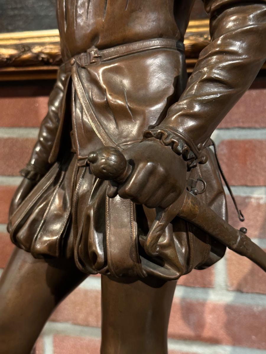 Bronze Sculpture of Young Henri IV of France Signed by Baron Bosio, 21x32x68h cm