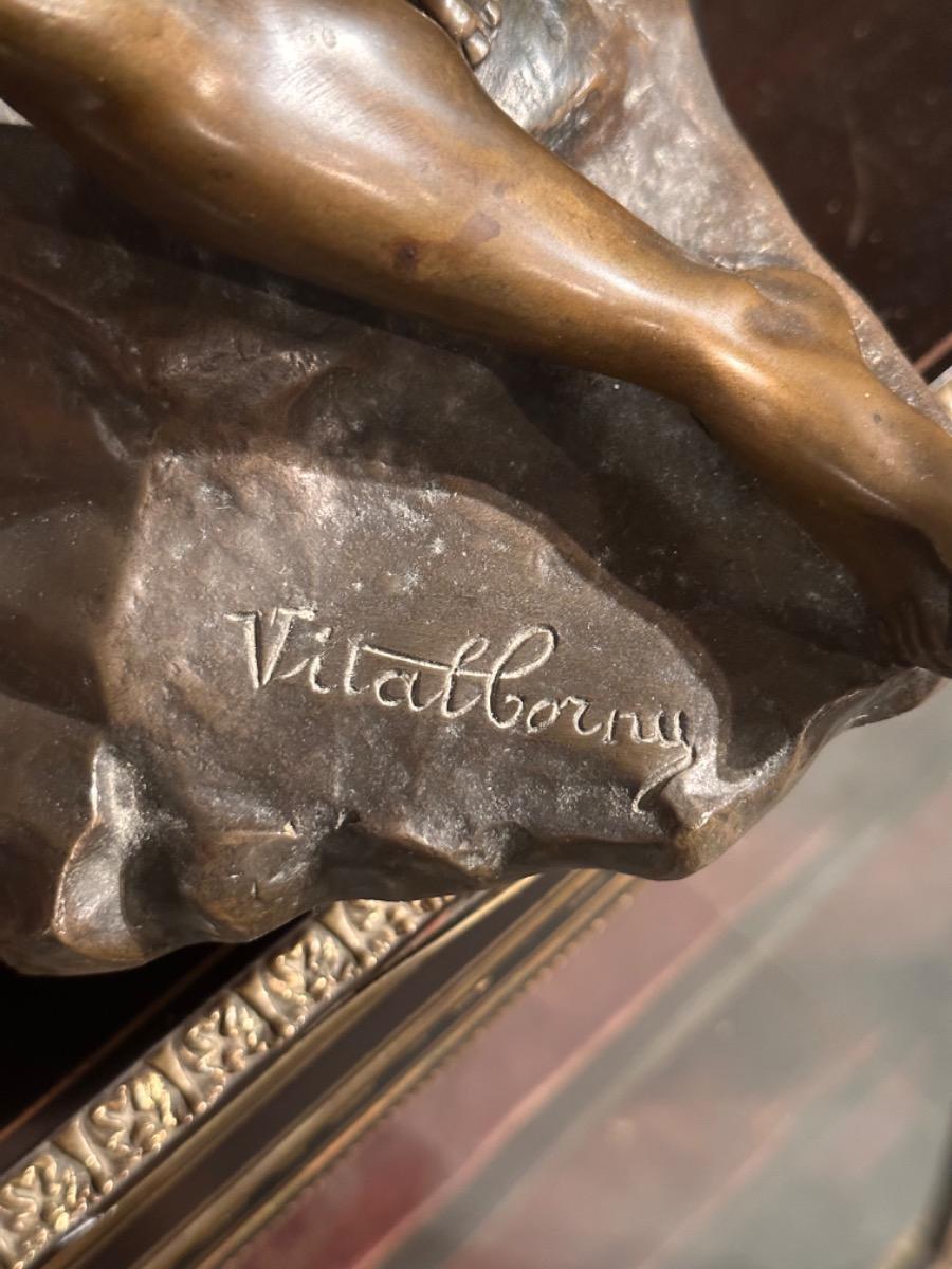 Bronze sculpture “Victoire Triomphante” signed by Vitalborny, 23x35x75h cm