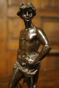 Bronze statue of David, signed A. Gaudez 19th Century