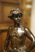 Bronze statue of David, signed A. Gaudez 19th Century