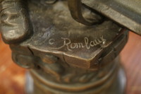 Bronze statue of railway worker, signed Around 1900