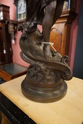 Bronze statue on rotating base signed Levaseur 19th Century