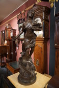 Bronze statue on rotating base signed Levaseur 19th Century
