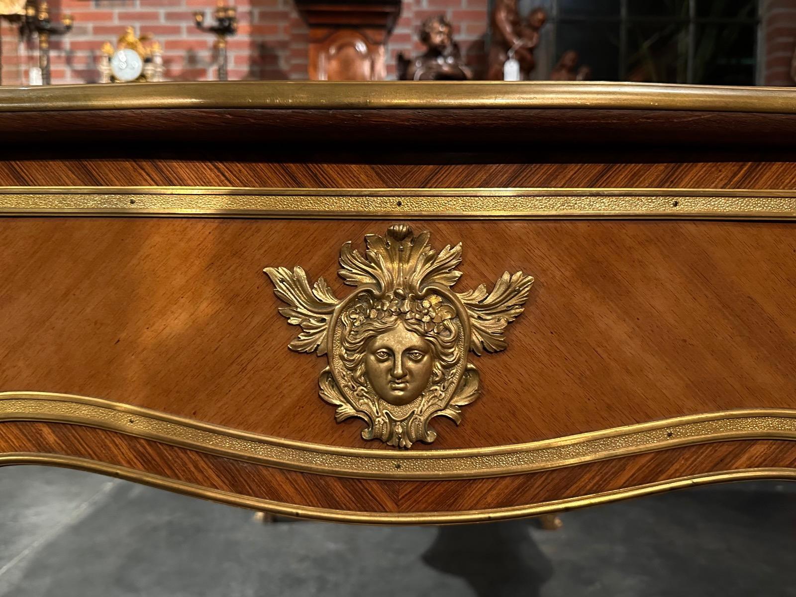 High quality 19th century Louis XV style Bureau Plat, 83x143x77h cm