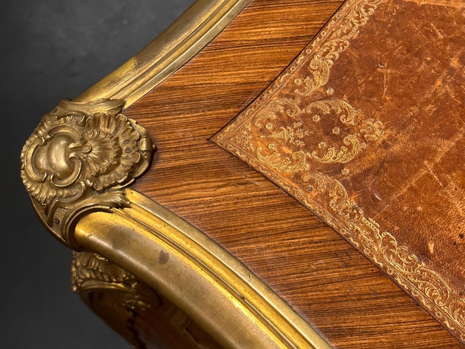 High quality 19th century Louis XV style Bureau Plat, 83x143x77h cm