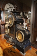 Calender table clock in marble, France 19th century