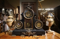 Calender table clock in marble, France 19th century