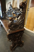 Carved bench after Daniel Marot in oak, Holland 18th century