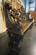 Carved bench after Daniel Marot in oak, Holland 18th century