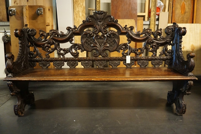 Carved bench after Daniel Marot