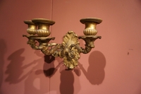 Charles X style Pair of wall appliques in gilded bronze, France Early 19th Century