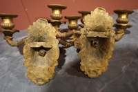 Charles X style Pair of wall appliques in gilded bronze, France Early 19th Century
