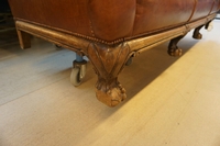 Chippendale style Bench in leather, Holland early 20th C.