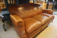 Chippendale style Bench in leather, Holland early 20th C.