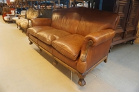 Chippendale style Bench in leather, Holland early 20th C.