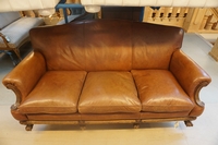 Chippendale style Bench in leather, Holland early 20th C.