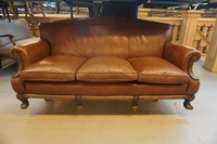 Chippendale style Bench in leather, Holland early 20th C.