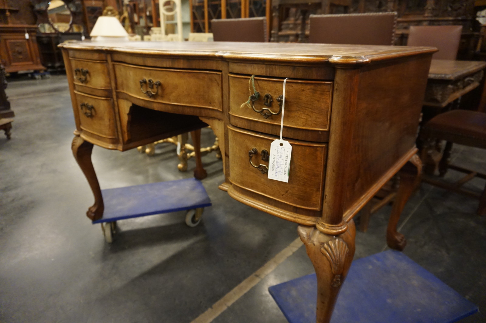 Chippendale style walnut writing table