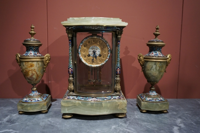 Cloisonne clock set