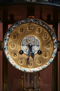 style Cloisonne clock set in onyx and bronze, France 19th century