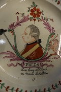 Complete serie of 6 creameware Willem V plates, 18th C>