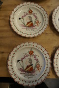 Complete serie of 6 creameware Willem V plates, 18th C>